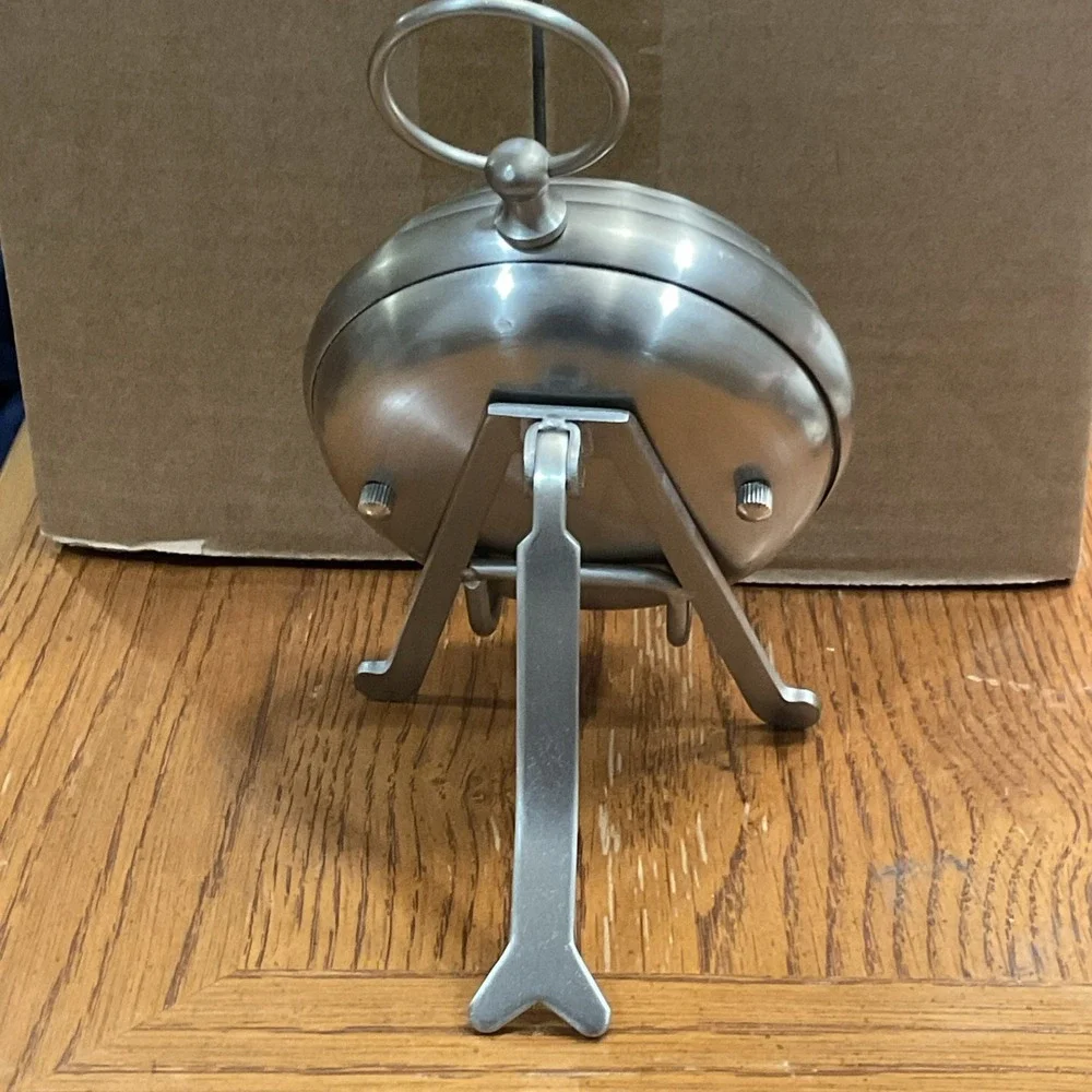 Pottery Barn Pocket Watch Clock with Easel Nickel Finish Round Working
